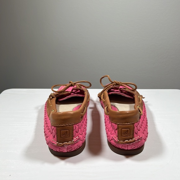 Sperry Top-Sider Audrey Woven Leather Boat Shoes in Pink/Brown 7.5 - Picture 5 of 12
